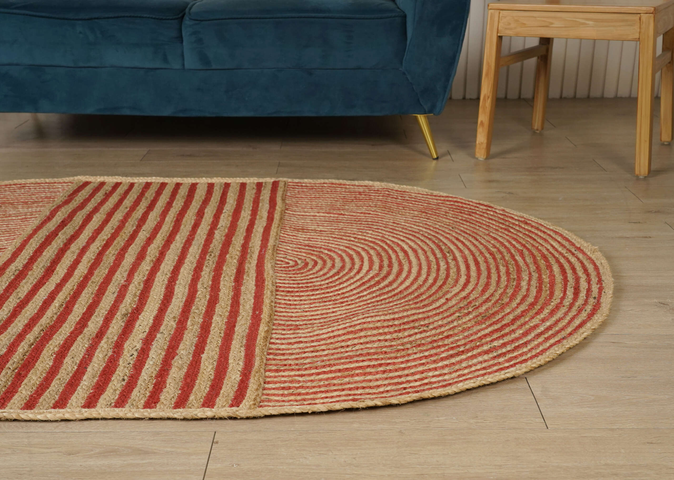Rustic Round Jute Braided Rug Earth Tone Finish