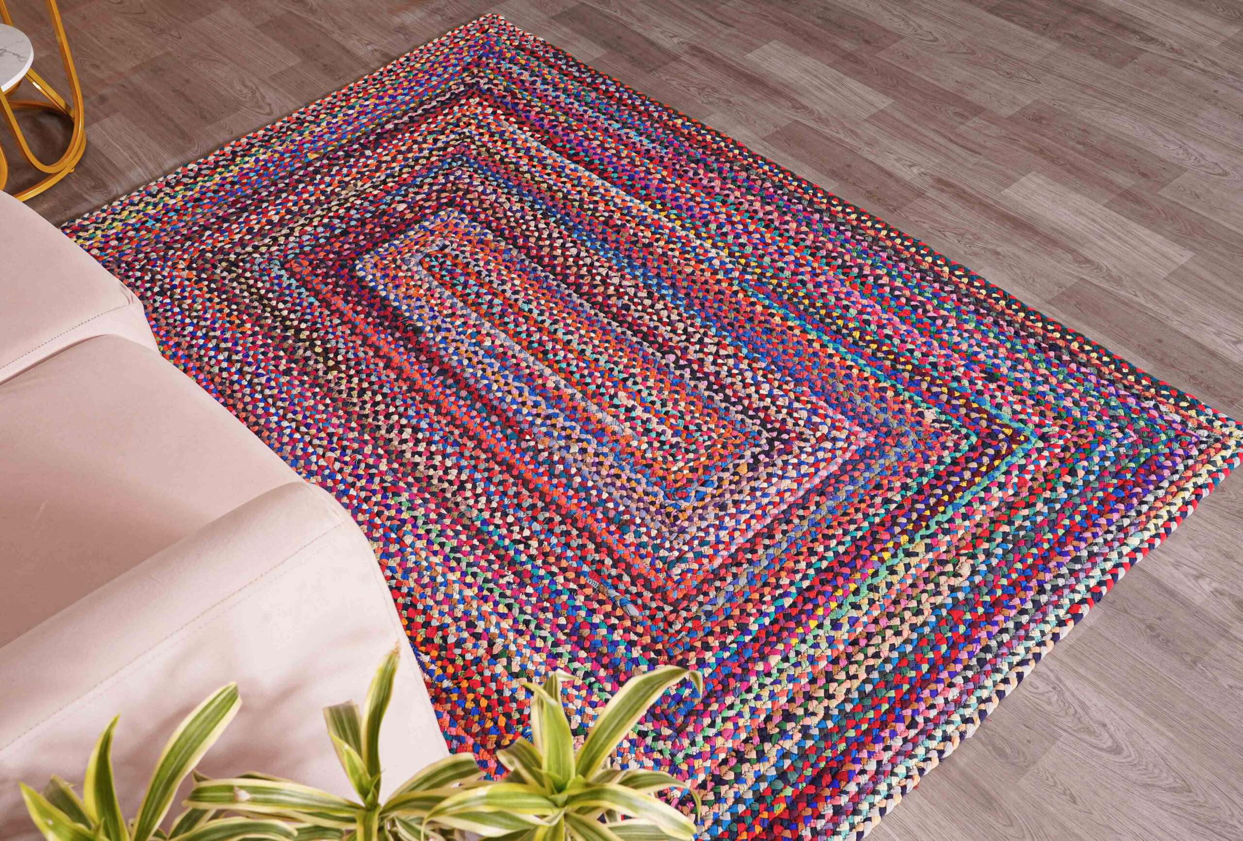 Everyday Cotton Floor Rug Clean Grid Design Modern Style