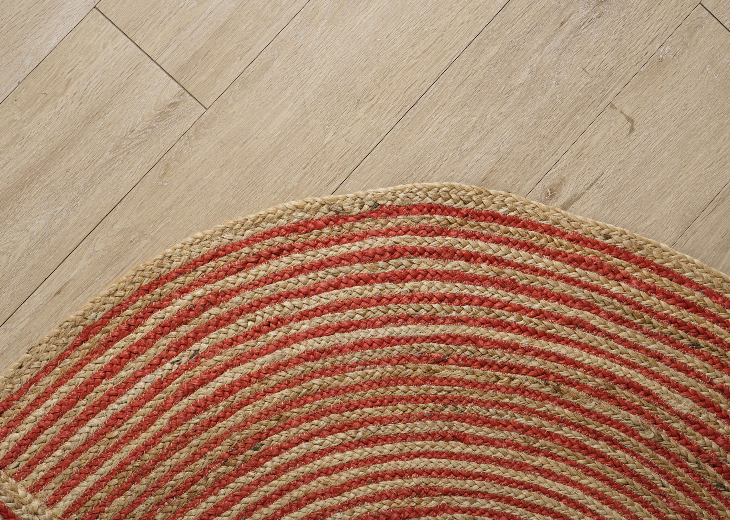 Rustic Round Jute Braided Rug Earth Tone Finish