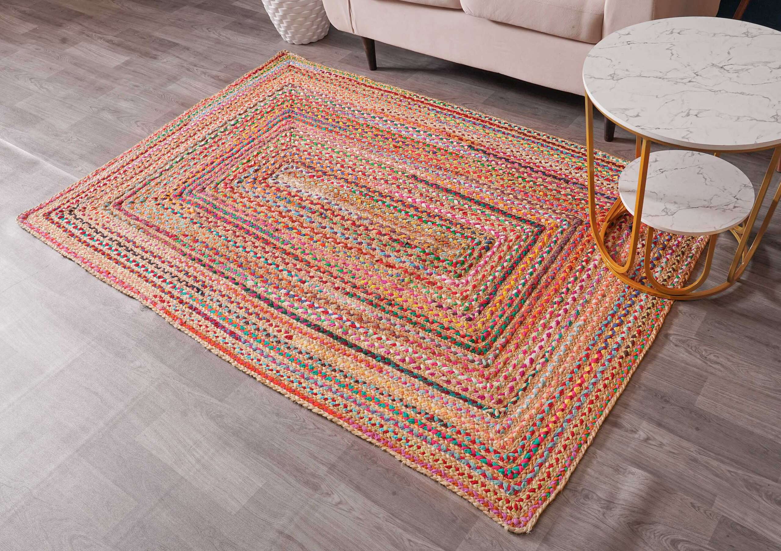 Soft Cotton Runner Rug Subtle Line Pattern